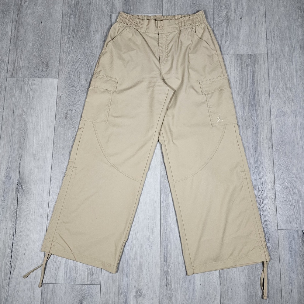 Jordan Chicago Core Pants Womens Large Beige Cargo Pockets Wide Leg Baggy Loose